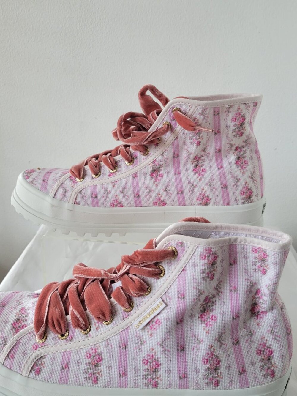 Superga/LoveShackFancy Porcelain Blush Alpina Flower Canvas High-Top Sneakers